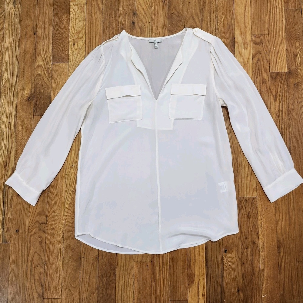 Joie Everyday wear Semi Opaque Silk Blouse In Cream‎